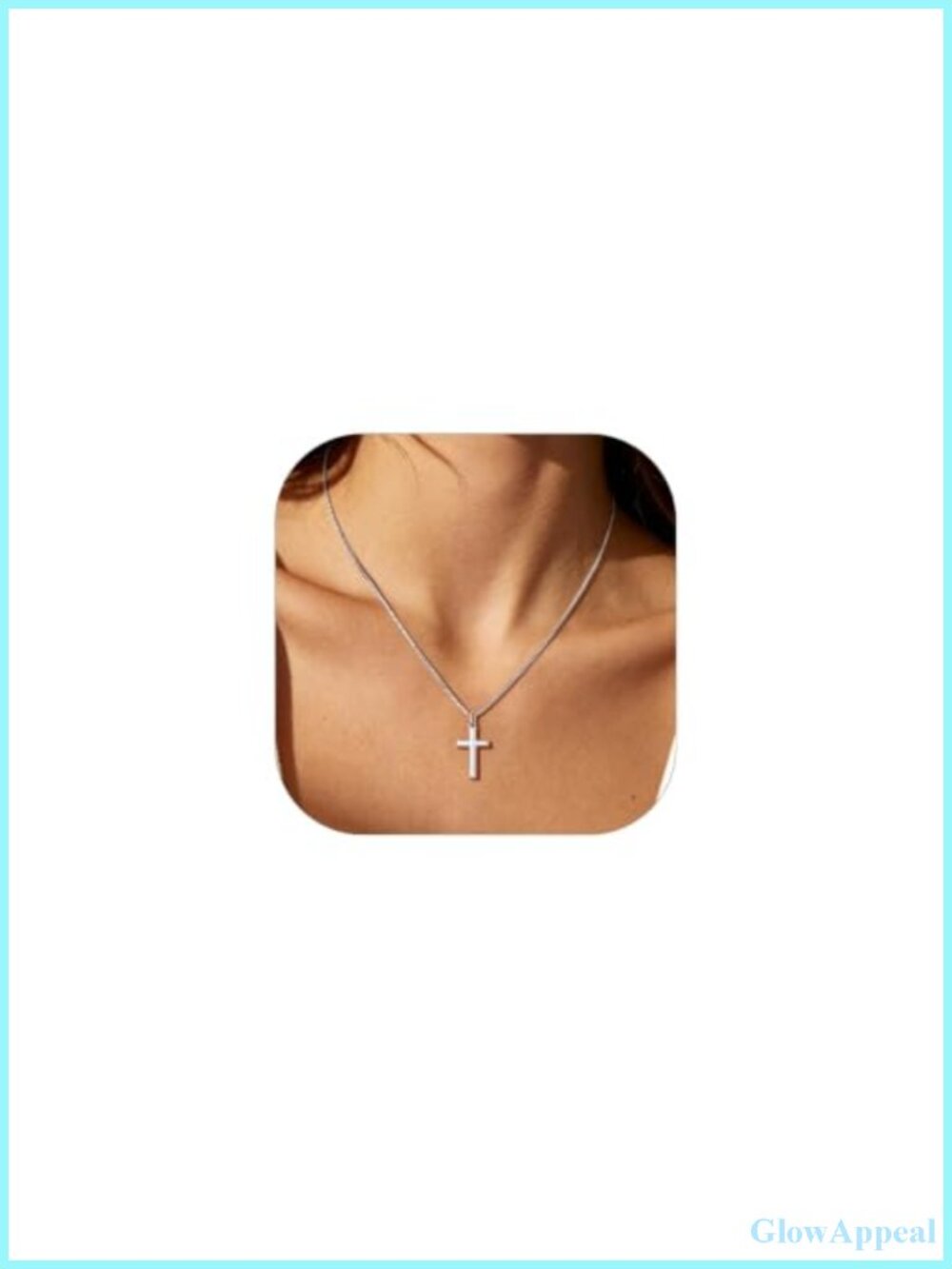 Minimalist Silver Cross Pendant Necklace with Adjustable Chain